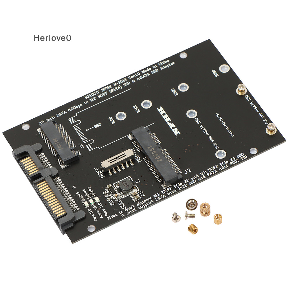 Herlove M.2 NGFF MSATA SSD 轉 SATA 3.0 適配器 2 合 1 轉換卡,適用於 PC 筆