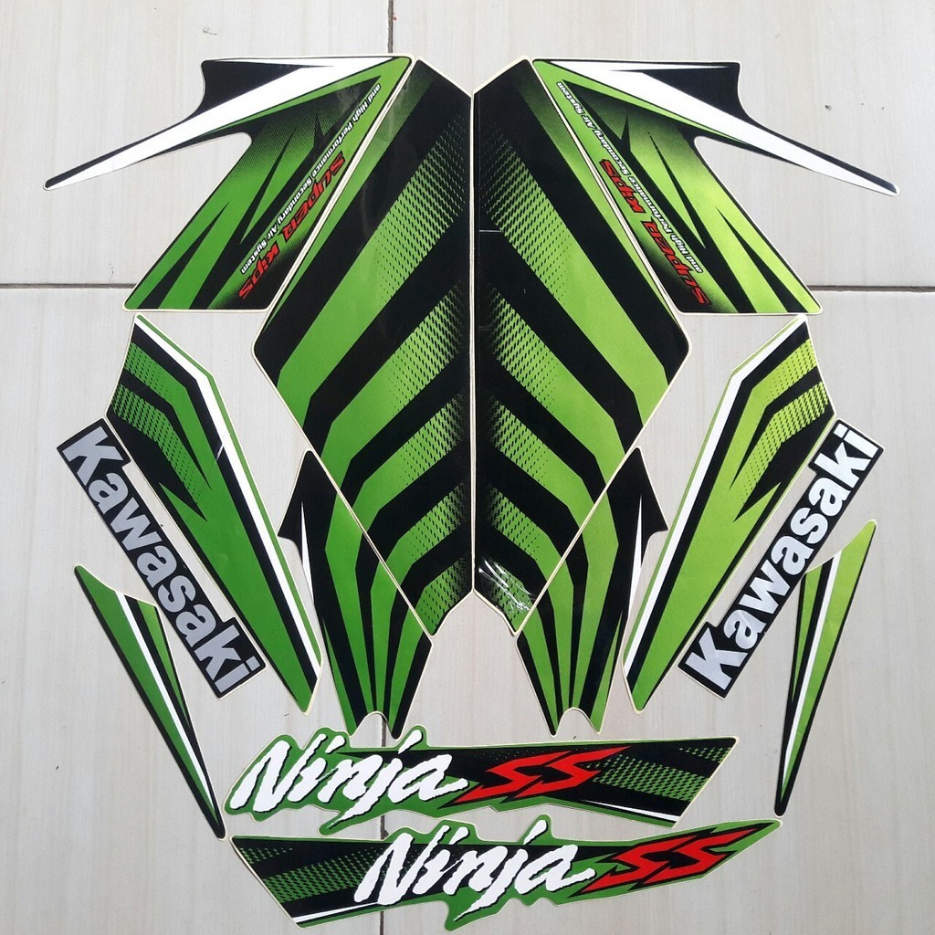 Hijau Kawasaki Ninja SS 2015 摩托車條紋貼紙綠色
