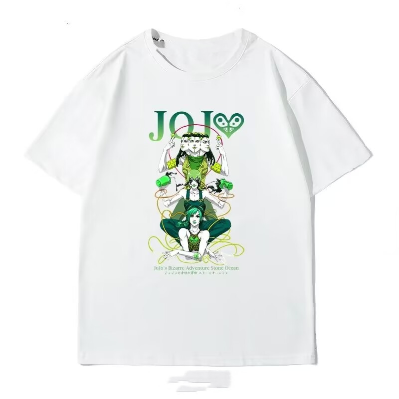 JOJO的奇妙冒險JoJo's Bizarre Adventure動漫圖案印花男士百分百純棉圓領短袖T恤上衣