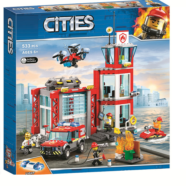 【積木家】相容樂高 城市 警察 系列 消防 總局 總部 60215 男 孩子 拼裝 積木 玩具 11215