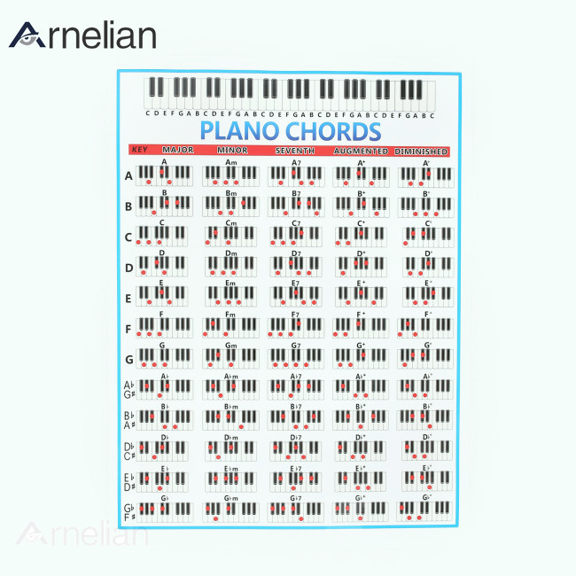 Arnelian Piano Chord Chart Education 和弦海報 88 鍵鋼琴普通和弦進步教師學生