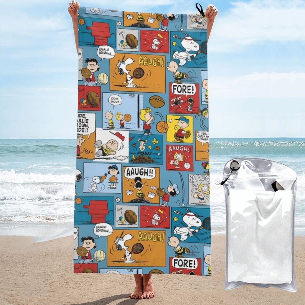 史努比沙灘巾 70x140 厘米吸水浴巾超細纖維速乾游泳巾