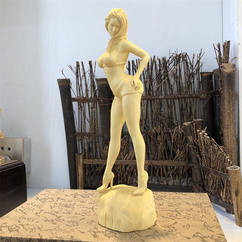 【現貨】黃楊木雕刻模特實木藝術擺件美女人物手把件高檔工藝品精品送女友