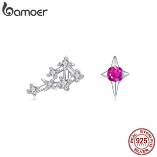 Bamoer 925 純銀耳環天秤座設計珠寶禮物女士