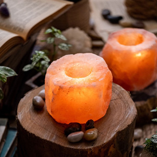 天然玫瑰礦鹽蠟燭燭臺水晶鹽燈浪漫燭光晚餐歐式擺件裝飾禮品
