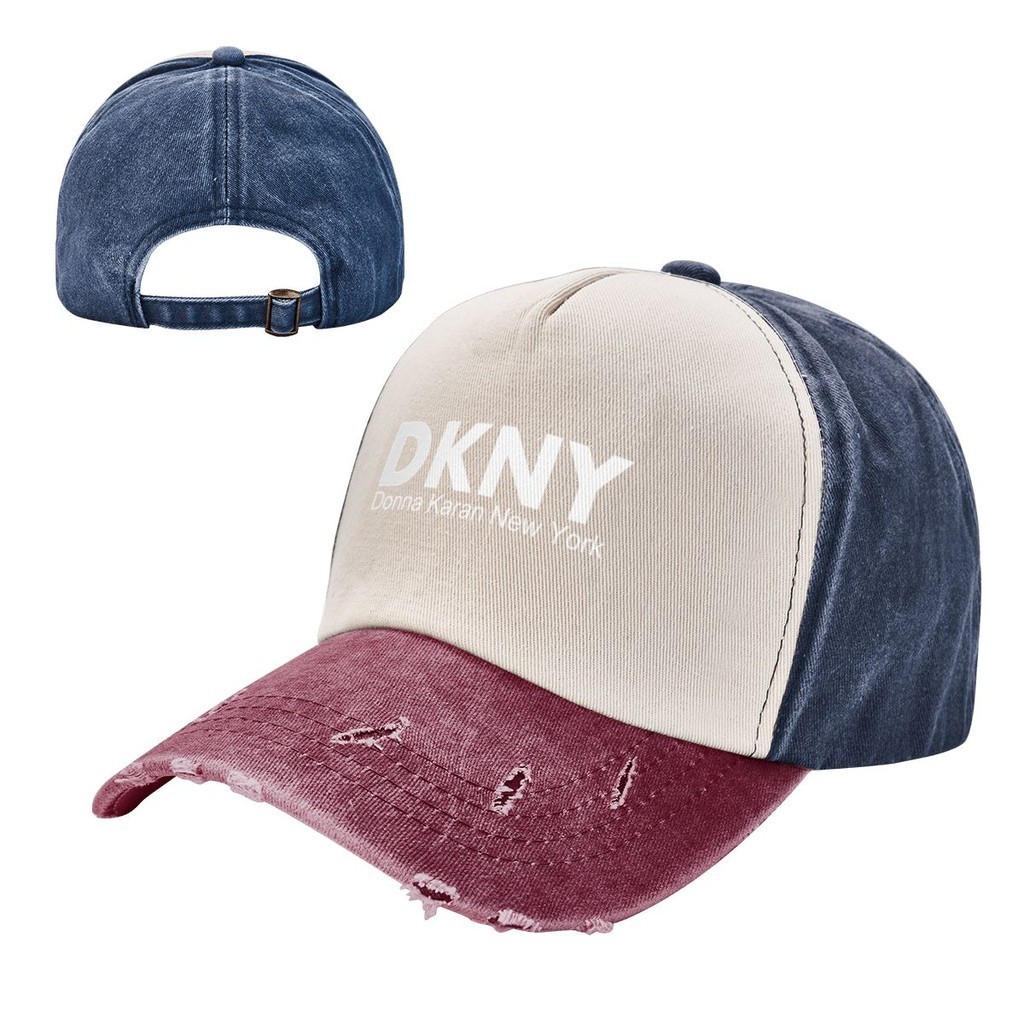 新款 DKNY 牛仔撞色水洗帽 成人牛仔帽子老帽  100%棉彎簷遮陽帽 可調整男女網紅同款鴨舌帽 簡約休閒百搭中性棒球