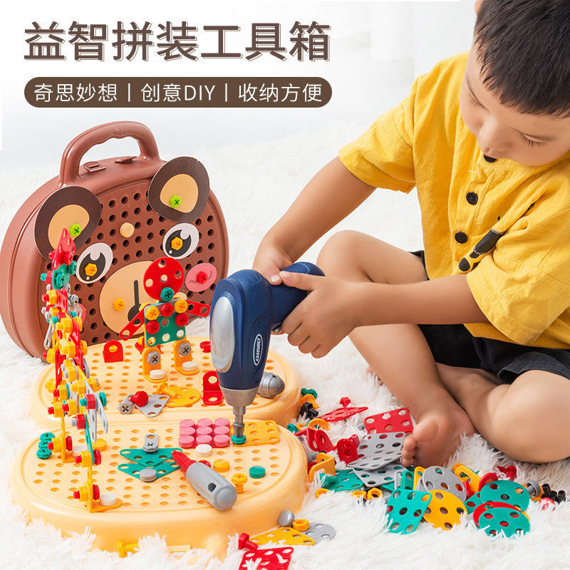 滿99出貨兒童跨境仿真維修工具寶寶動手擰螺絲釘拆卸拼裝工具箱益智玩具