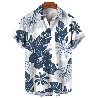 男士夏威夷襯衫 3d 草印花街頭設計短袖襯衫休閒男士沙灘派對上衣