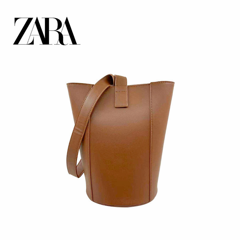 ZARA 新款時尚水桶包大容量單肩斜背包