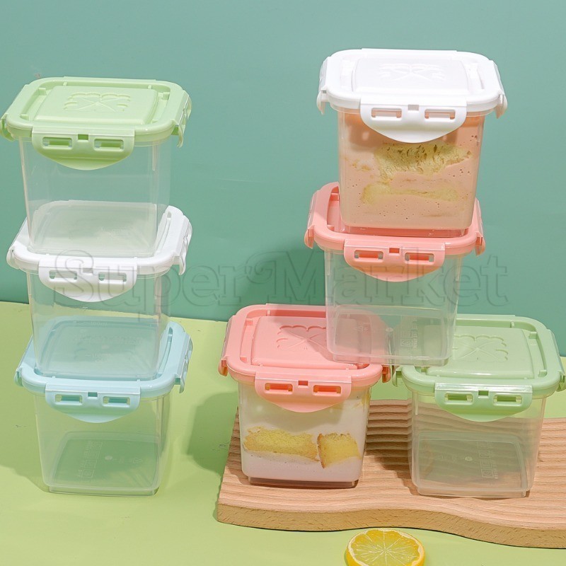 [精選] 帶蓋保鮮盒-冰淇淋食品盒-家用廚房收納用品-蛋糕甜點方形收納盒-多用途容器