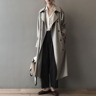DANDT長款風衣女2024春季新款韓版氣質寬松收腰顯瘦休閑外套女3367(24 APR Ian) 歐美服飾