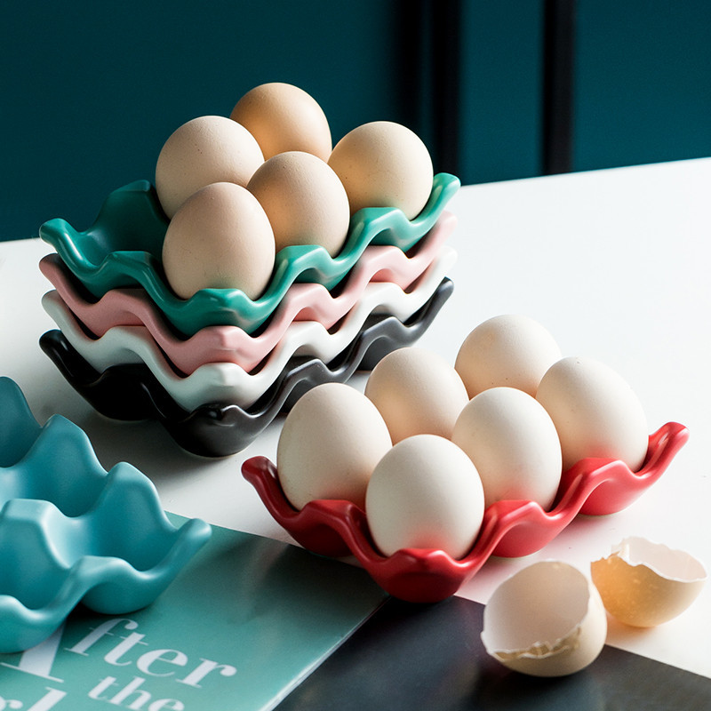 創意 北歐 ins 風格 純色 家用 雞蛋 專用 蛋託   防震 陶瓷 蛋格 冰箱 蛋格 盤子