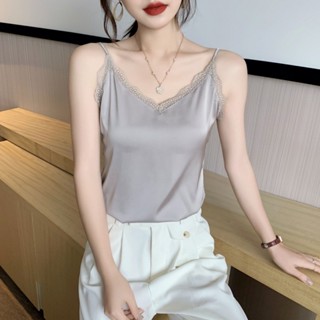 蕾絲背心 蕾絲吊帶 涼感 純色背心女 薄款 內搭 真絲緞面打底 性感上衣 春季西裝內搭 夏季外穿 五色可選