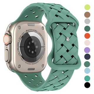 矽膠錶帶編織環錶帶手鍊相容 Apple Watch Ultra 2 49mm 46mm 44mm 40mm 45mm 4