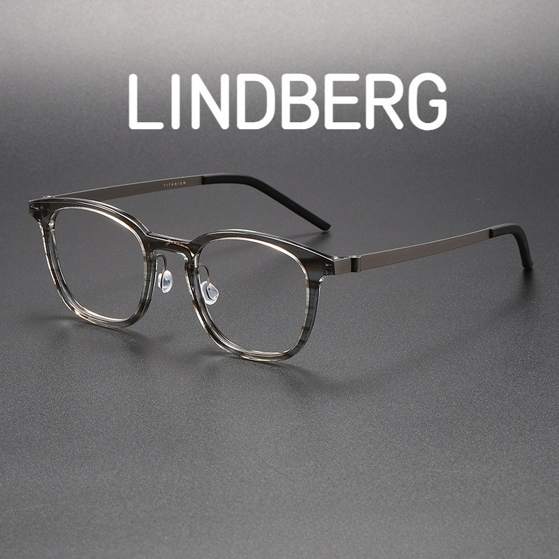 【Ti鈦眼鏡】復古近視純鈦眼鏡框 透灰色板材眼鏡架LINDBERG林德伯格同款1051網紅無螺絲眼鏡