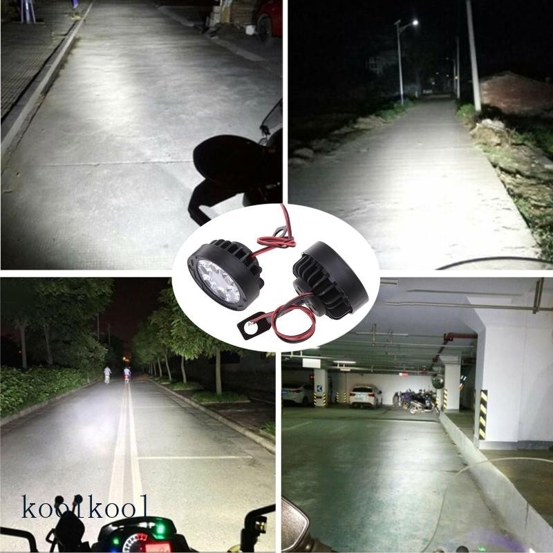 【KOOL】 2 件摩托車 LED 霧燈 6 LED 輔助燈總成適用於拖拉機卡車