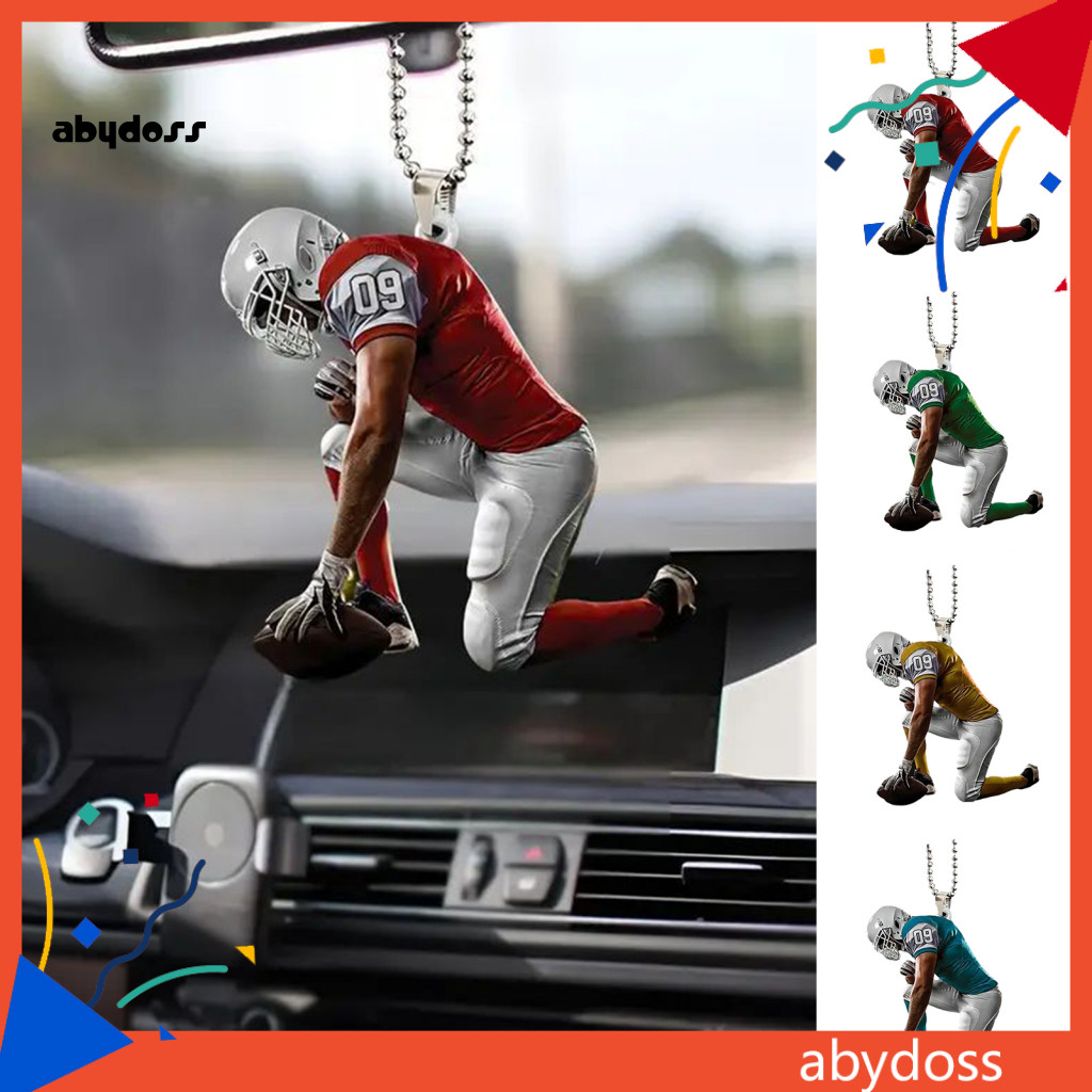 Aby 平面裝飾挂件獨特的橄欖球運動員後視鏡挂件車內裝飾創意掛飾個性風格