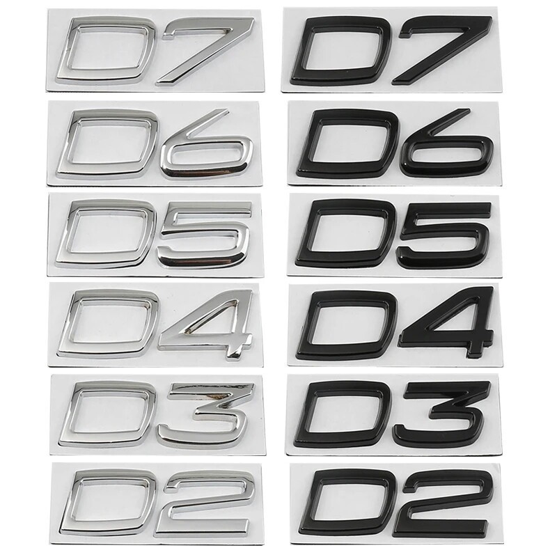 適用VOLVO富豪改裝車標 D2 D3 D4 D5 D6 D7排量後尾標誌Logo 數位英文車貼XC60 S60 V90