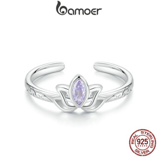 Bamoer 925 純銀戒指蓮花設計精美時尚首飾禮物女士