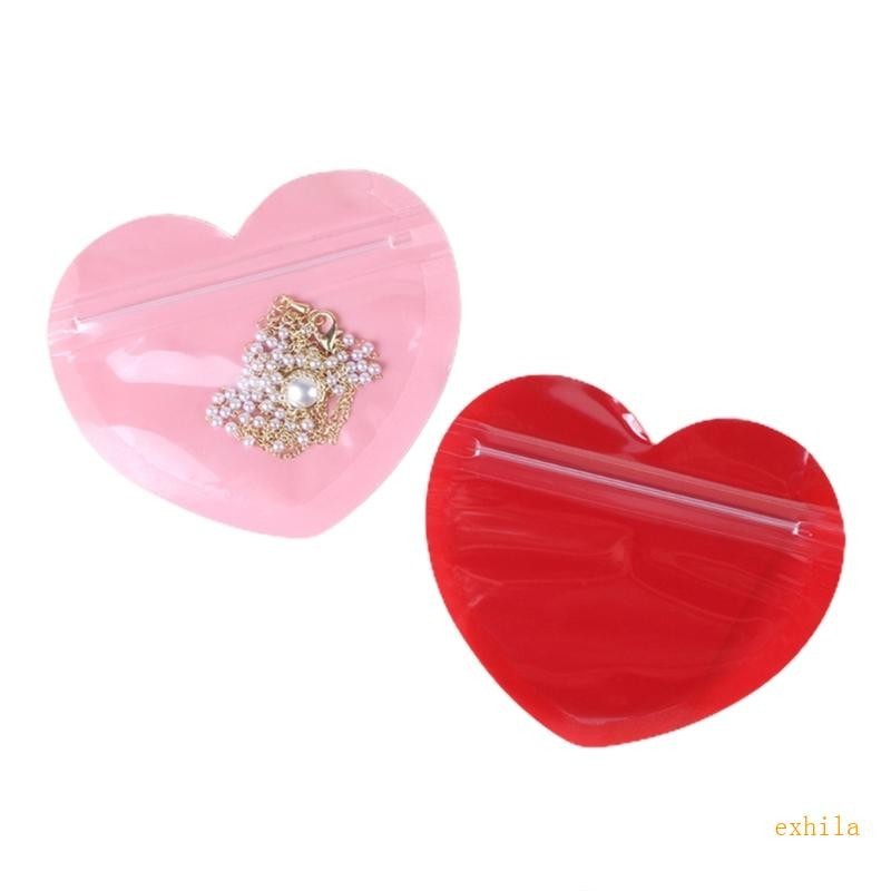 Exhila 50 件玻璃紙大提琴袋心形塑料袋用於珠寶包裝情人節