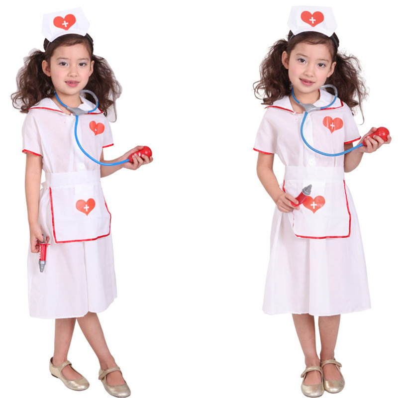 萬聖節cosplay 服裝 兒童俏麗小護士表演服 幼兒醫生表演服 角色扮演 兒童造型服飾