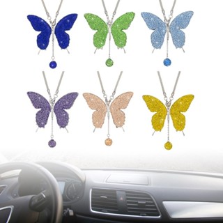 Rox Bling Butterfly Diamonds汽車配件女士水晶汽車後視玻璃吊飾裝飾幸運掛飾