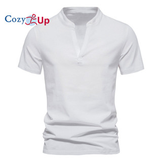 Cozy Up 男式 T 恤韓國街頭服飾夏季品牌純棉純色深 V 領 Camisetas Compresion Hombr