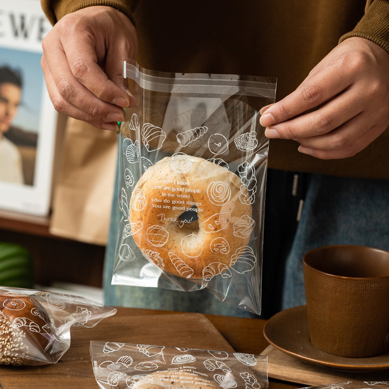 現貨【麵包袋】貝果麵包 包裝袋 甜甜圈 吐司透明 小餐包 餅乾曲奇 烘焙單獨 自封 打包袋