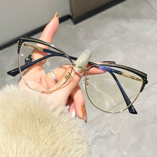 時尚新款個性防藍光眼鏡架復古女士透明金屬潮流光學眼鏡框流行電腦遊戲眼鏡