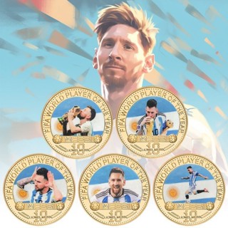 世界球王梅西紀念幣金屬紀念章套裝金屬工藝品徽章獎牌工廠批發World King Messi Commemorative