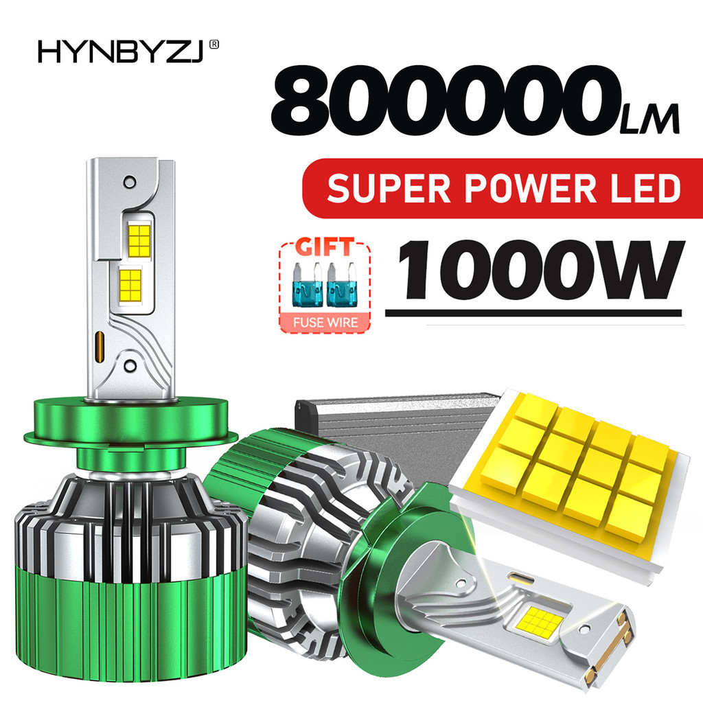 Hynbyzj 800000Lm H7 H4 Led 大燈 1000W 汽車燈泡 H8 H9 H11 HB3 9005