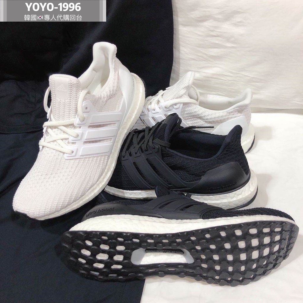 愛迪達 高品質阿迪達斯 Ultra Boost UB 4.0 黑色白色加墊透氣男士女士休閒運動鞋