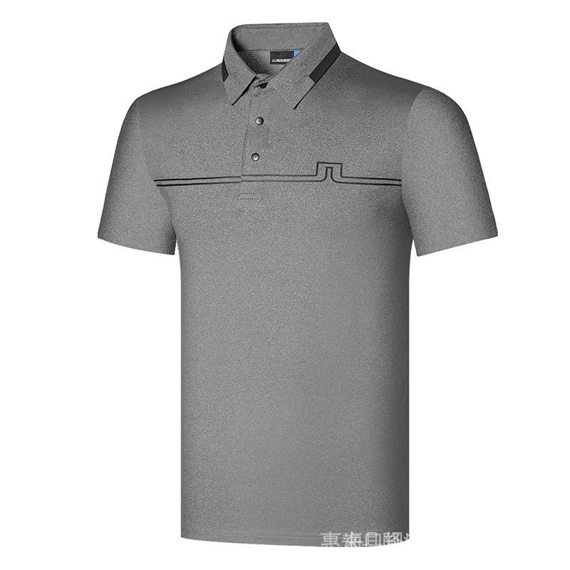 J.lindeberg高爾夫服裝夏季男士t恤戶外運動速乾透氣polo衫彈力上衣短袖