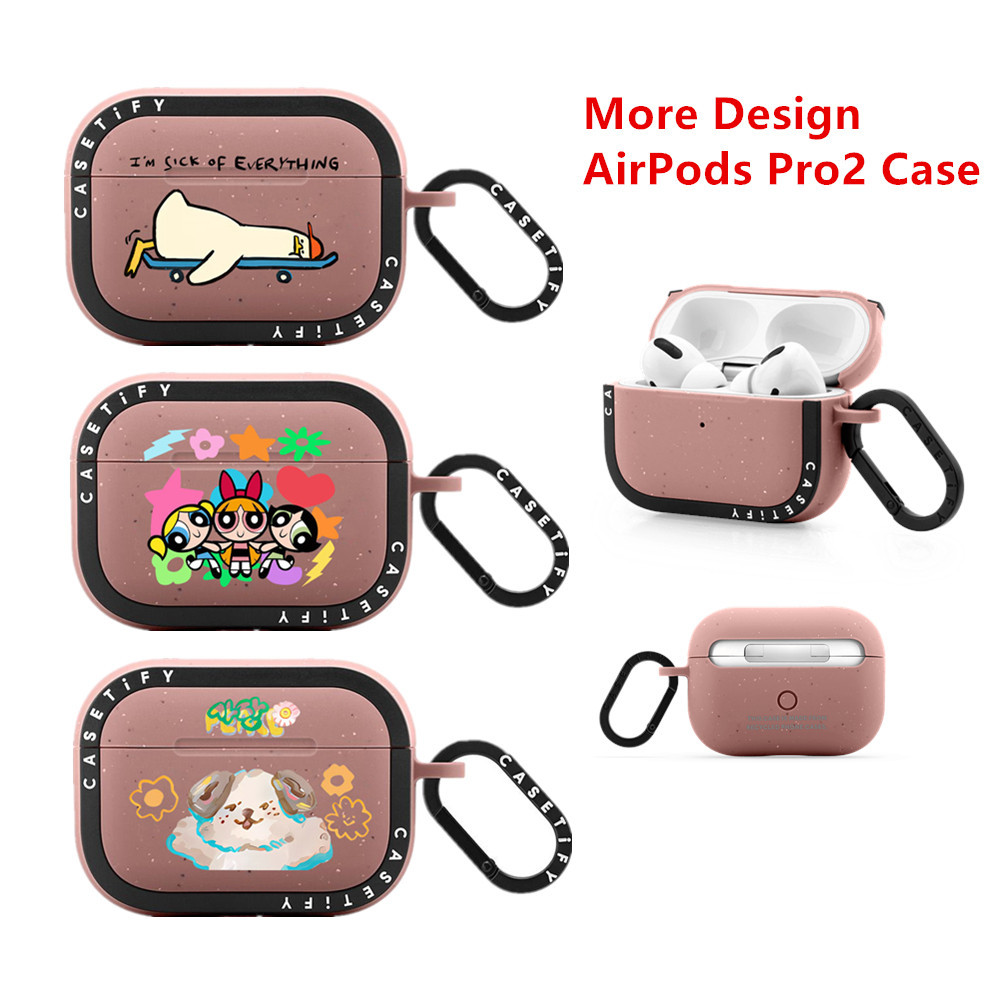 Casetifg 品牌粉色啞光 Airpods Pro2 耳機套適用於 Airpods 3 Pro 2 超級防震矽膠耳塞