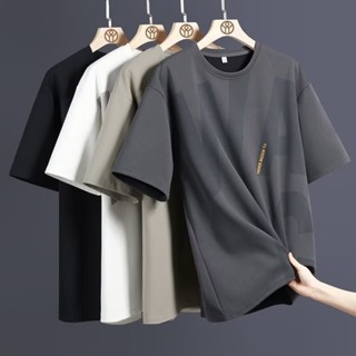 M-5XL印花短袖T恤男士夏季薄款寬鬆新款上衣大尺碼