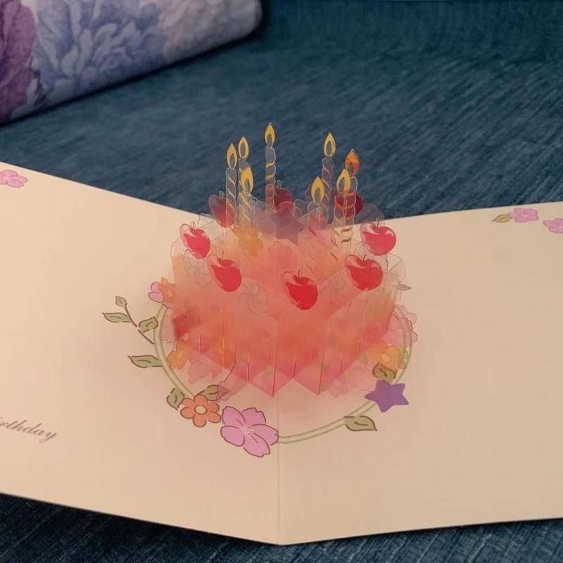 滿599免運生日蛋糕賀卡3d立體折疊浪漫唯美高端創意送閨蜜精緻少女心卡片