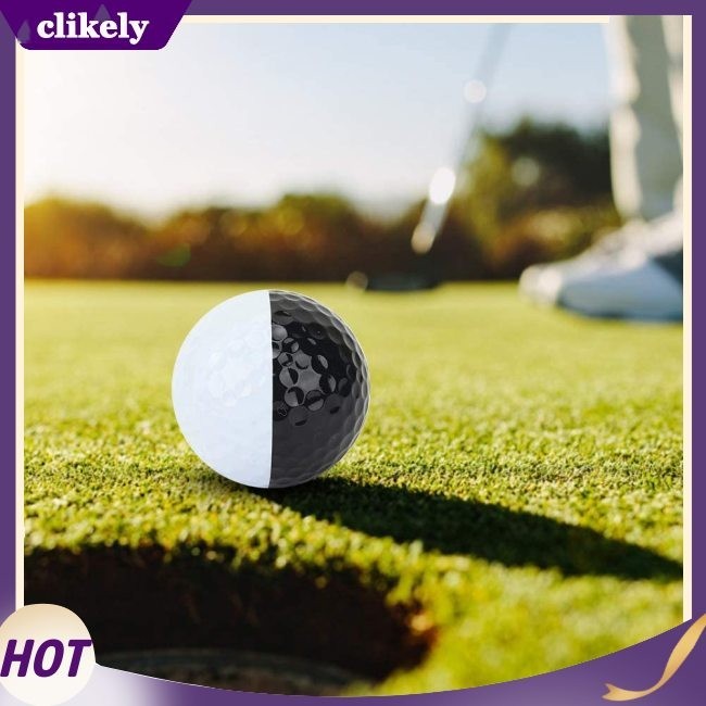 Clikely高爾夫球二色黑白推桿瞄準線雙層高爾夫球練習球訓練配件