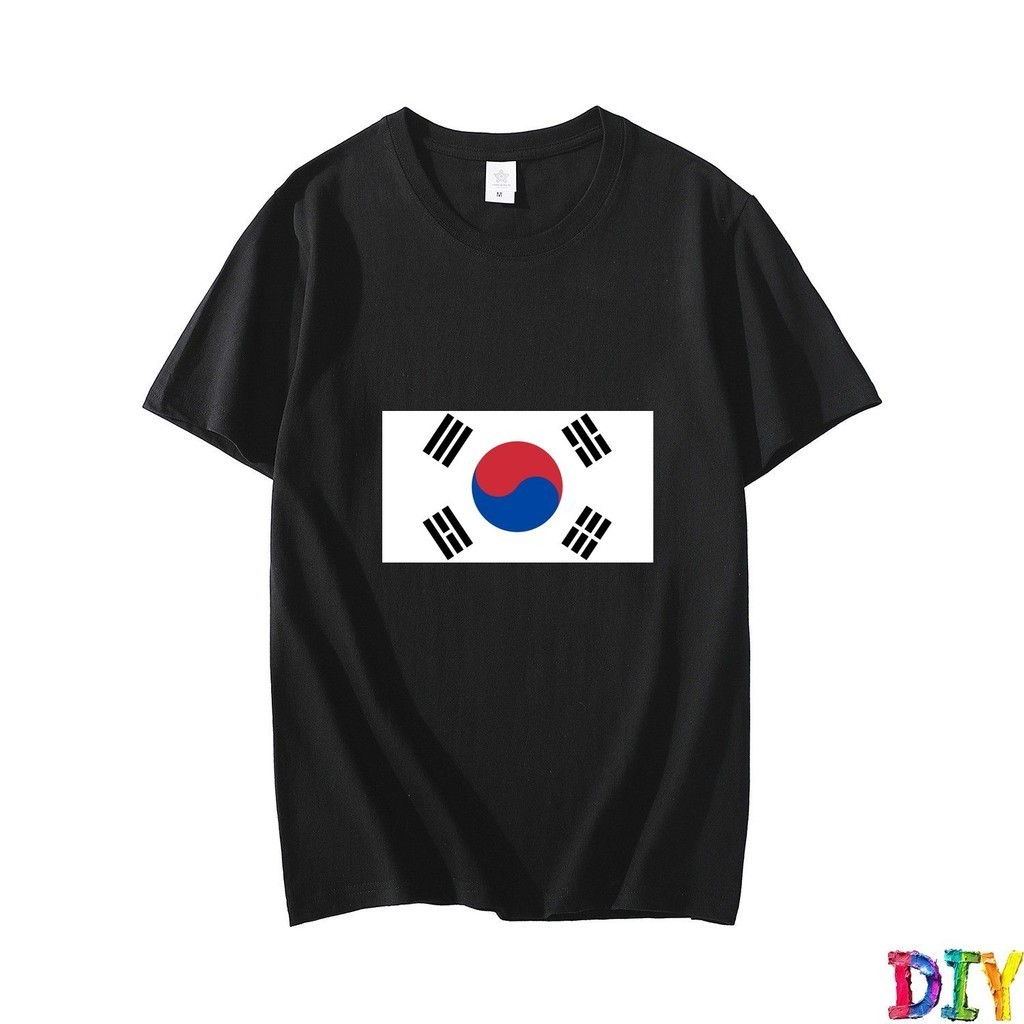韓國時尚國旗狂野海報經典韓國白色圓領穿著保持定制 Gildan 簡單長款生日哥特粉色