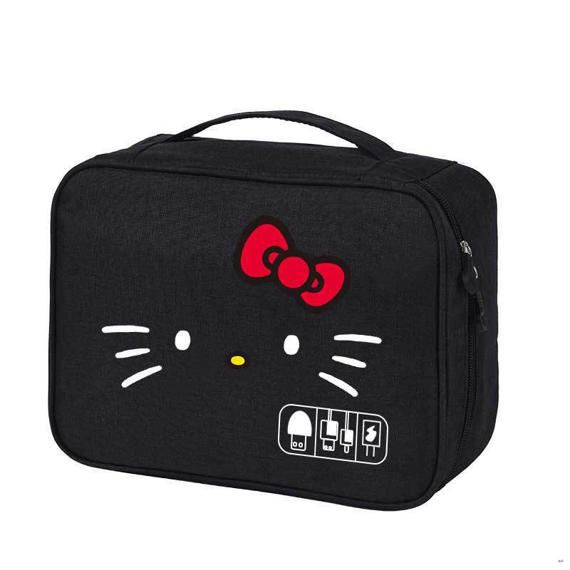 卡通kitty多功能收納包 防水防塵收納盒 便捷數位包  電腦移動硬碟手機耳機數位配件收納包 隨身碟數據線充電寶收納保護