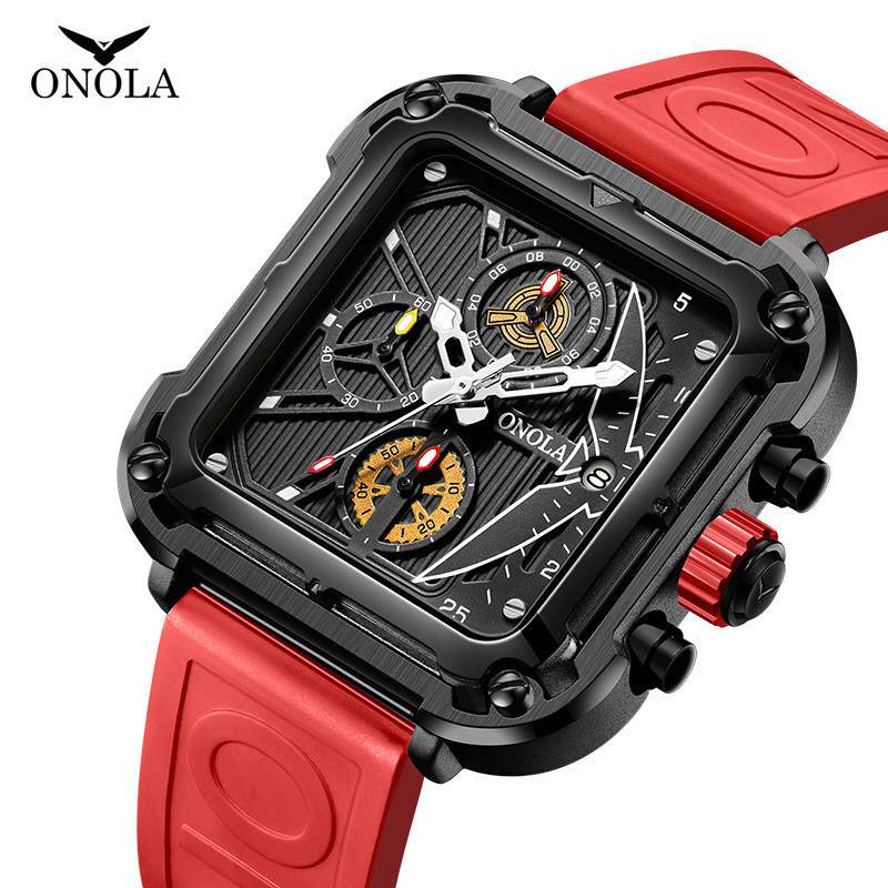 ONOLA爆款男士手錶   時尚新款多功能石英防水膠帶手錶男 ON6831