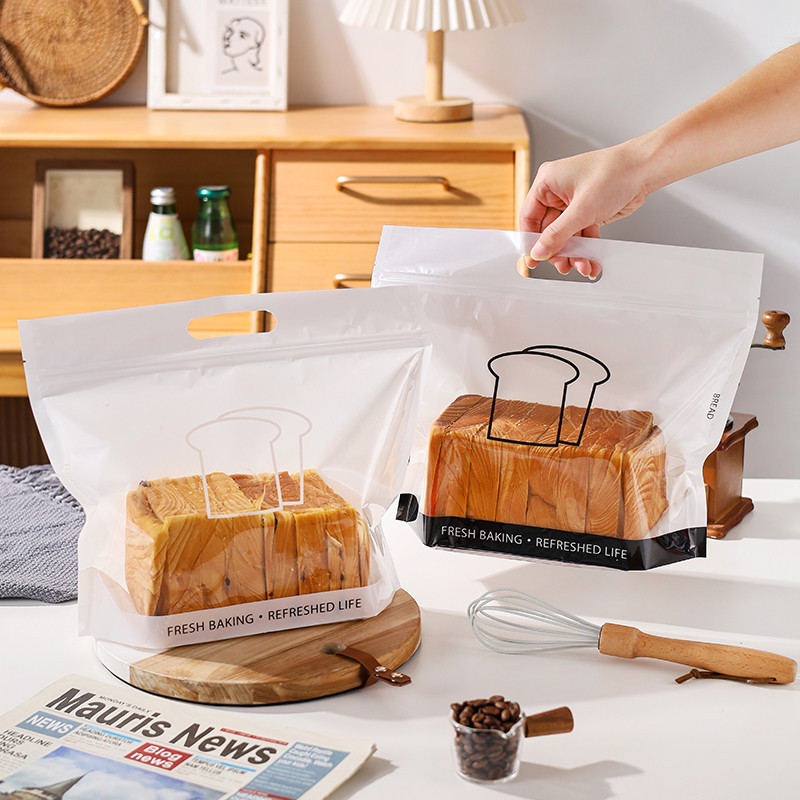 【現貨】【吐司包裝袋】 450克 吐司包裝袋 拉鍊透明 土司手提手工切片 麵包包裝袋 甜點自封袋