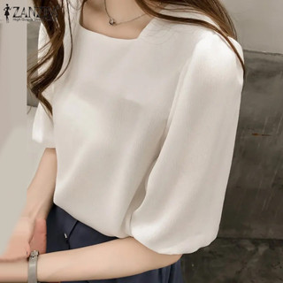 Zanzea 女式韓版時尚方領燈籠袖鬆緊袖口襯衫