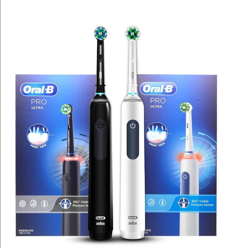 Oral B Pro Ultra 電動牙刷 Pro 4 壓力傳感器 48,800 衝程/分鐘 2 分鐘定時器 30 秒提