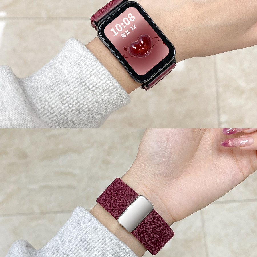 尼龍編織金屬扣錶帶 小米手環 8Pro 適用紅米手錶4錶帶 運動秋冬新年紅女款錶帶