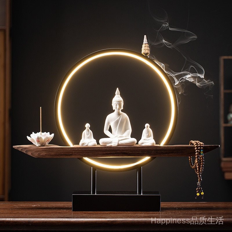 ✨24小時出貨✨陶瓷東南亞佛像釋迦摩尼阿彌陀佛藥師佛菩提如來佛像倒流香擺件燈