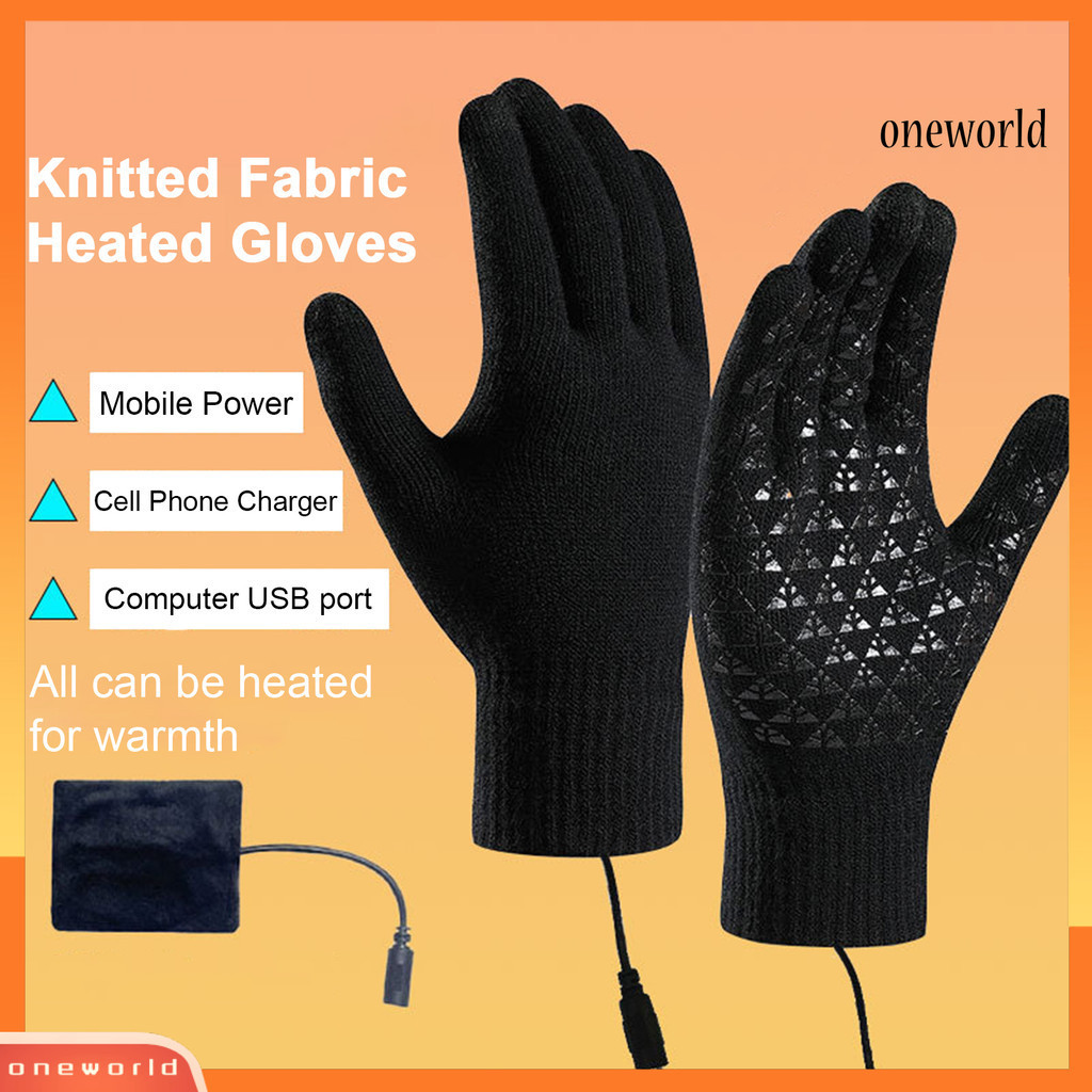 [ONE]電熱手套 Usb 冬季保暖手套針織觸摸屏手套戶外騎行滑雪