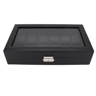 12 槽 PU 皮革手錶收納盒珠寶展示櫃收納盒高品質黑色