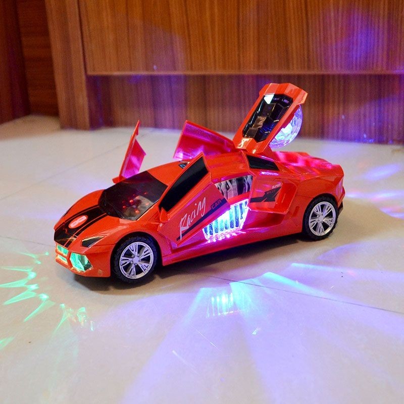 新款兒童跳舞旋轉萬向警車電動玩具車  男孩寶寶音樂燈光變形小汽車 THLV