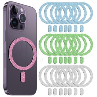 磁性手機貼紙環 - 無線充電金屬板 - 手機配件 - 純色閃光風格 - 金屬材料 - 環形 - 通用超薄輕巧