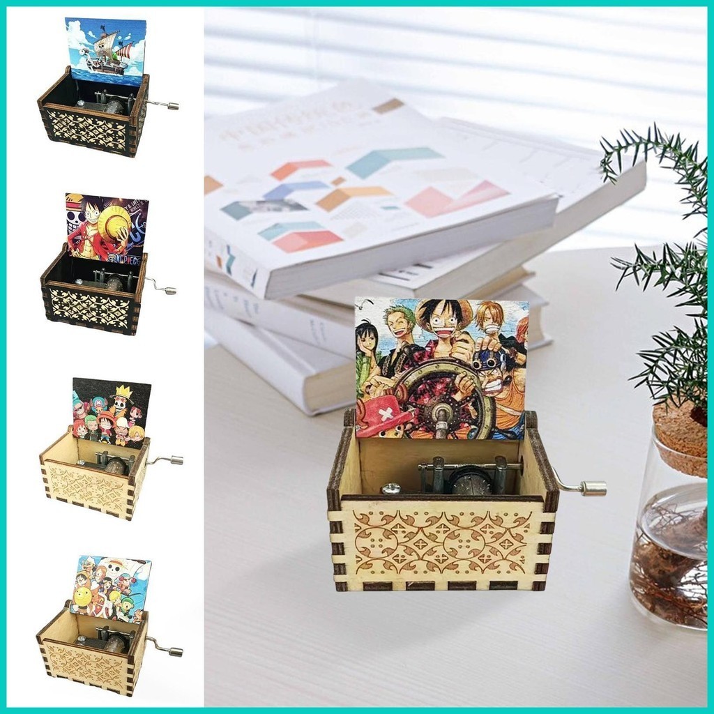One PIECE 手搖音樂盒復古木製發條雕刻音樂盒機械工藝音樂盒日本 rdatw